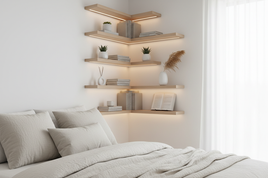 Maximize Space and Style: Chic Corner Shelf Ideas for a Clutter-Free Bedroom