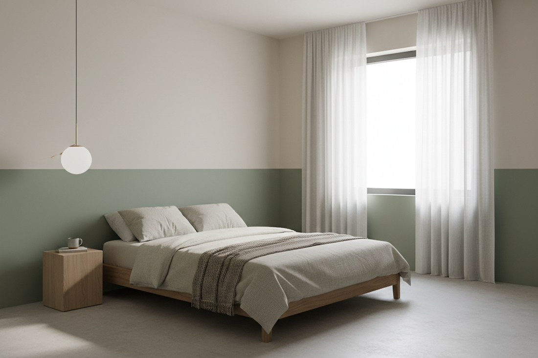 Minimalist Two-Color Bedroom Walls for a Calm Ambience