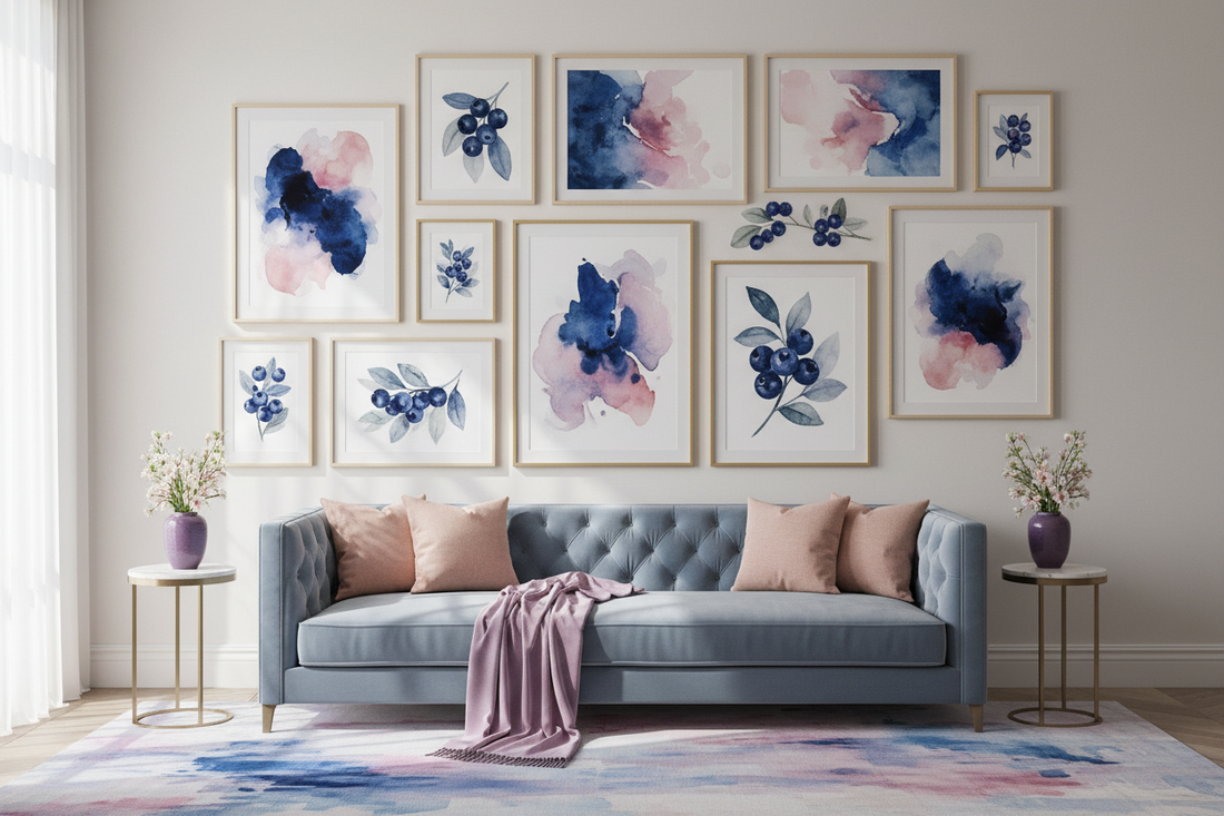 Palette Perfection: How Blue, Purple, and Blush & Blueberries Wall Art Elevates Your Decor