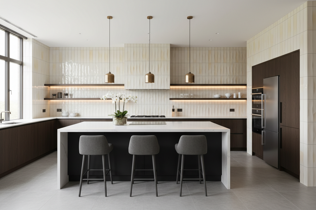 Sophisticated Ivory Ceramic Wall Installations: Transformative Kitchen Design Solutions