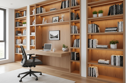 Study Table With Bookshelf Design Ideas: Double Up The Utility Of Your Home Office