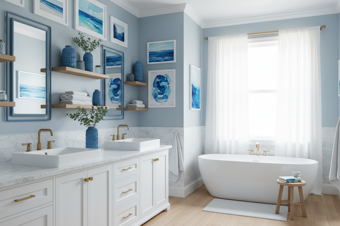 Stylish Blue Bathroom Wall Décor Ideas for a Relaxing Space