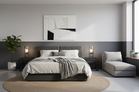 Transform Your Bedroom with Grey Two-Colour Wall Design Ideas