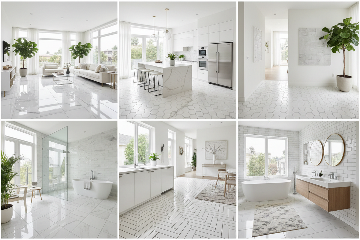 Transform Your Home with These 6 Elegant White Floor Tile Designs
