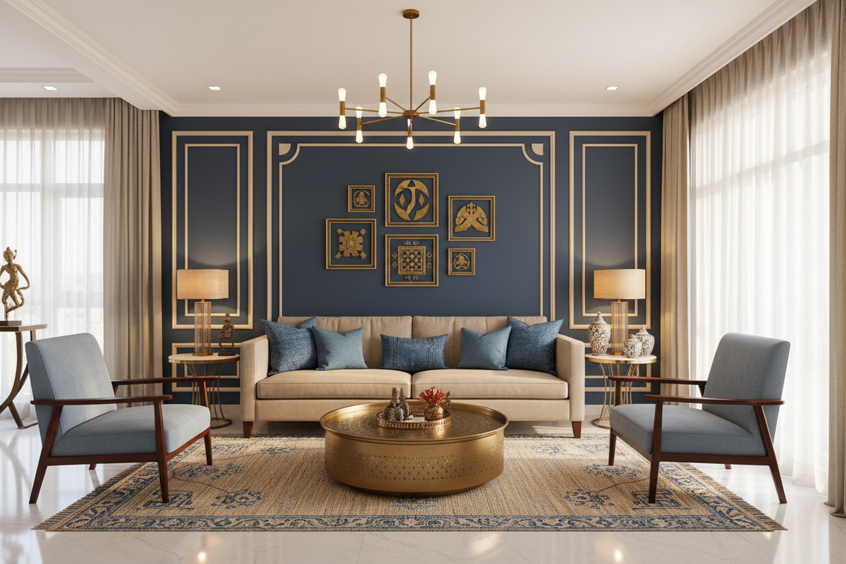 Transforming a 3 BHK Home in Hyderabad with Blue and Beige The