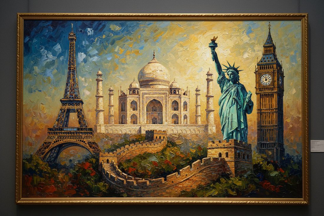Travel Through Art: World Landmarks Captured on Canvas
