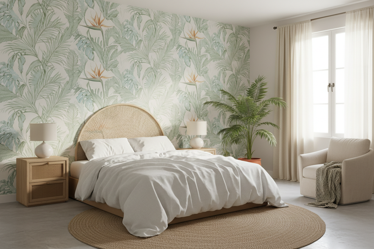 Tropical Bliss: Transform Your Bedroom with Tranquil Wallpaper Ideas