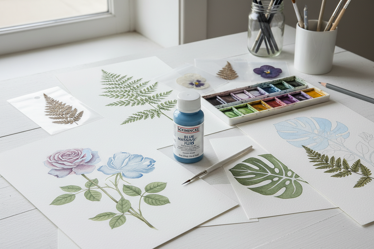 Unlock Precision in Botanical Art with Schmincke Blue Masking Fluid