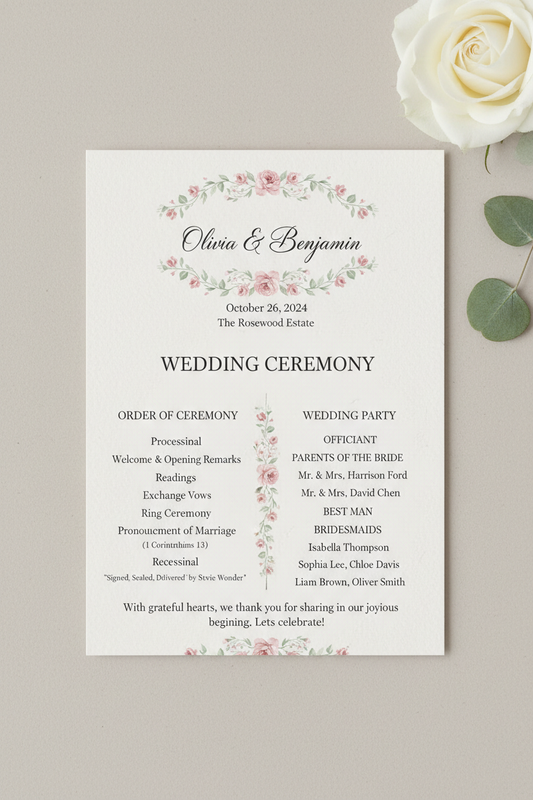 Wedding Program Templates & Phrasing Inspiration