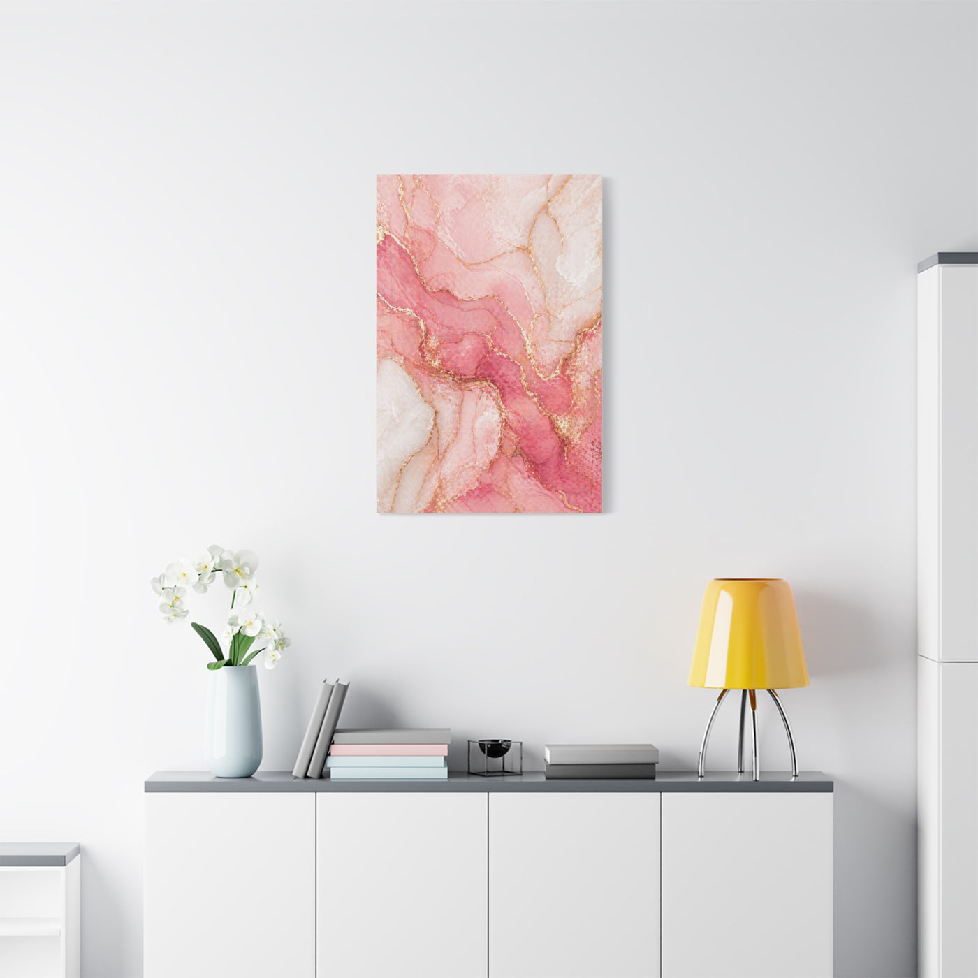 Pink and Gold Marble Flow Wall Art & Canvas Print