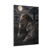 Lion and Lioness Under Moonlight Unity Wall Art & Canvas Print