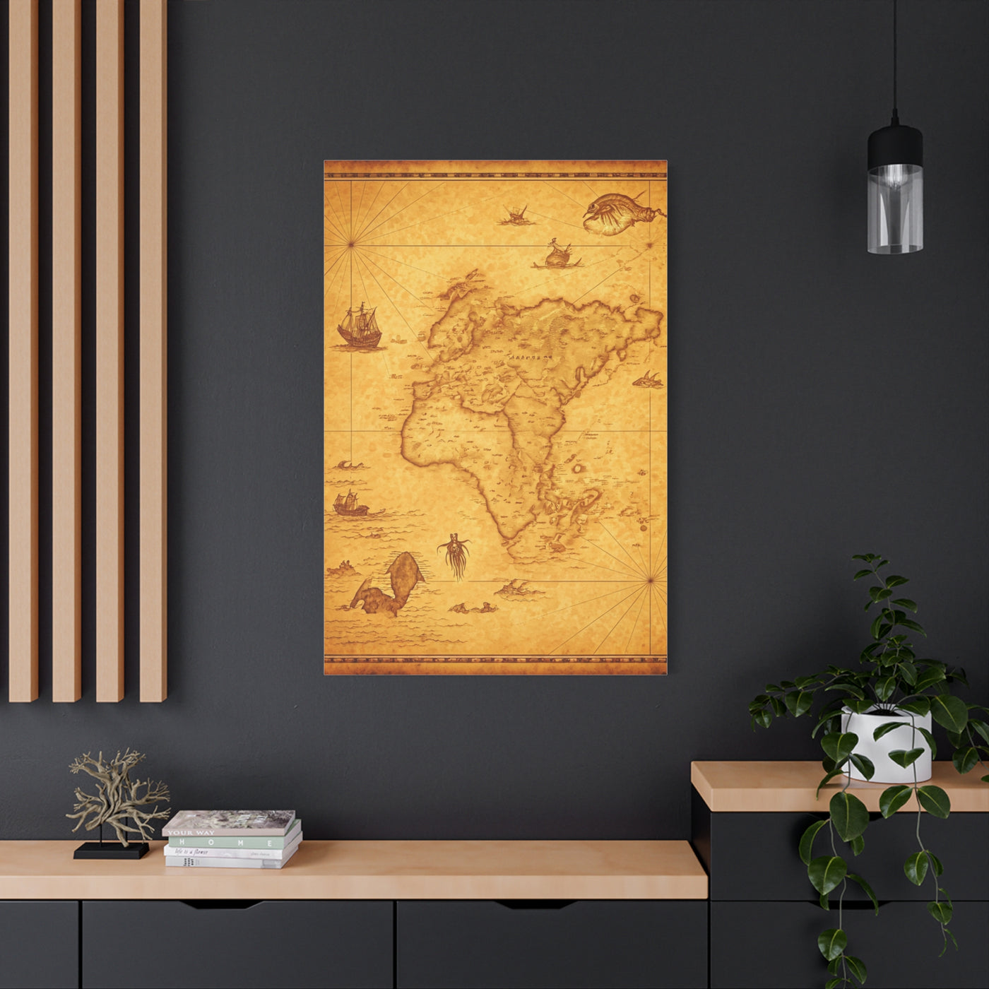 Sepia Explorer’s World Map Poster Wall Art & Canvas Prints