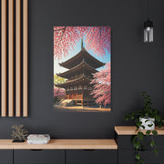 Traditional Japanese Pagoda With Cherry Blossoms Wall Art & Canvas Prints