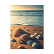 Seashell Collection on Warm Coastal Sand Wall Art & Canvas Prints