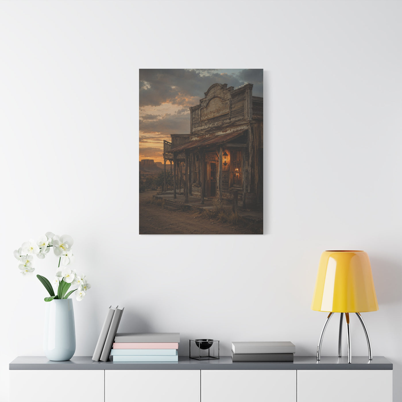 Old Town Western Saloon Exterior Scene Wall Art & Canvas Print