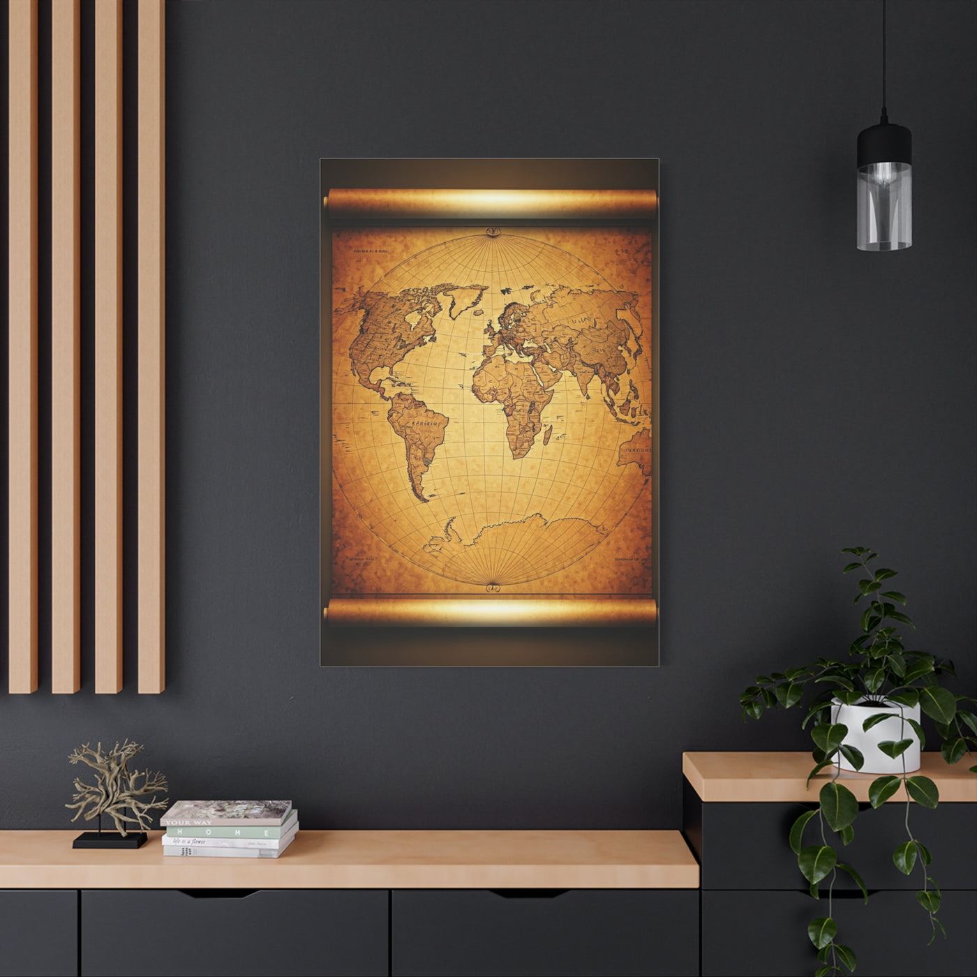 Classic Sepia World Atlas Scroll Wall Art & Canvas Prints