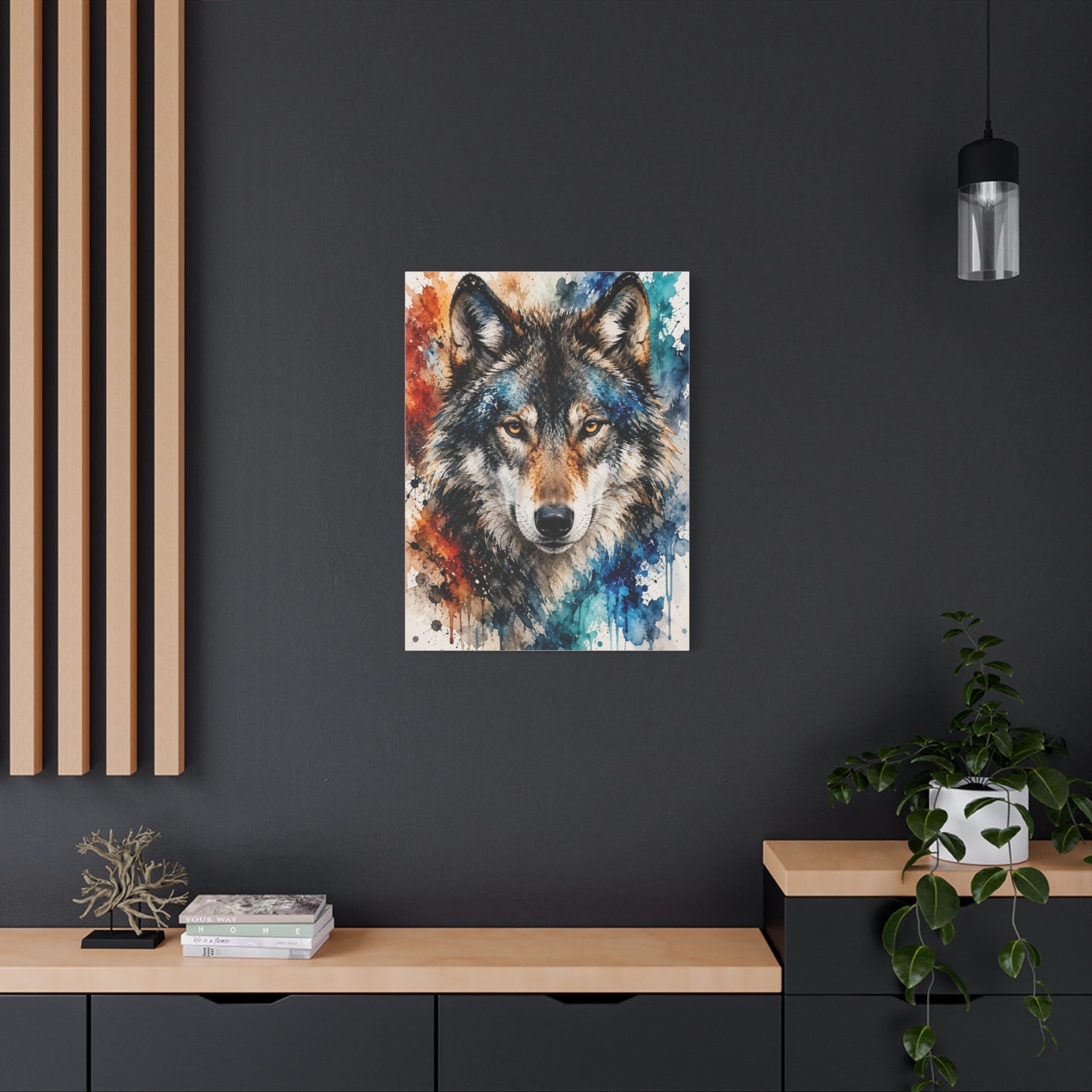 Watercolor Splash Wolf Expression Portrait Wall Art & Canvas Print