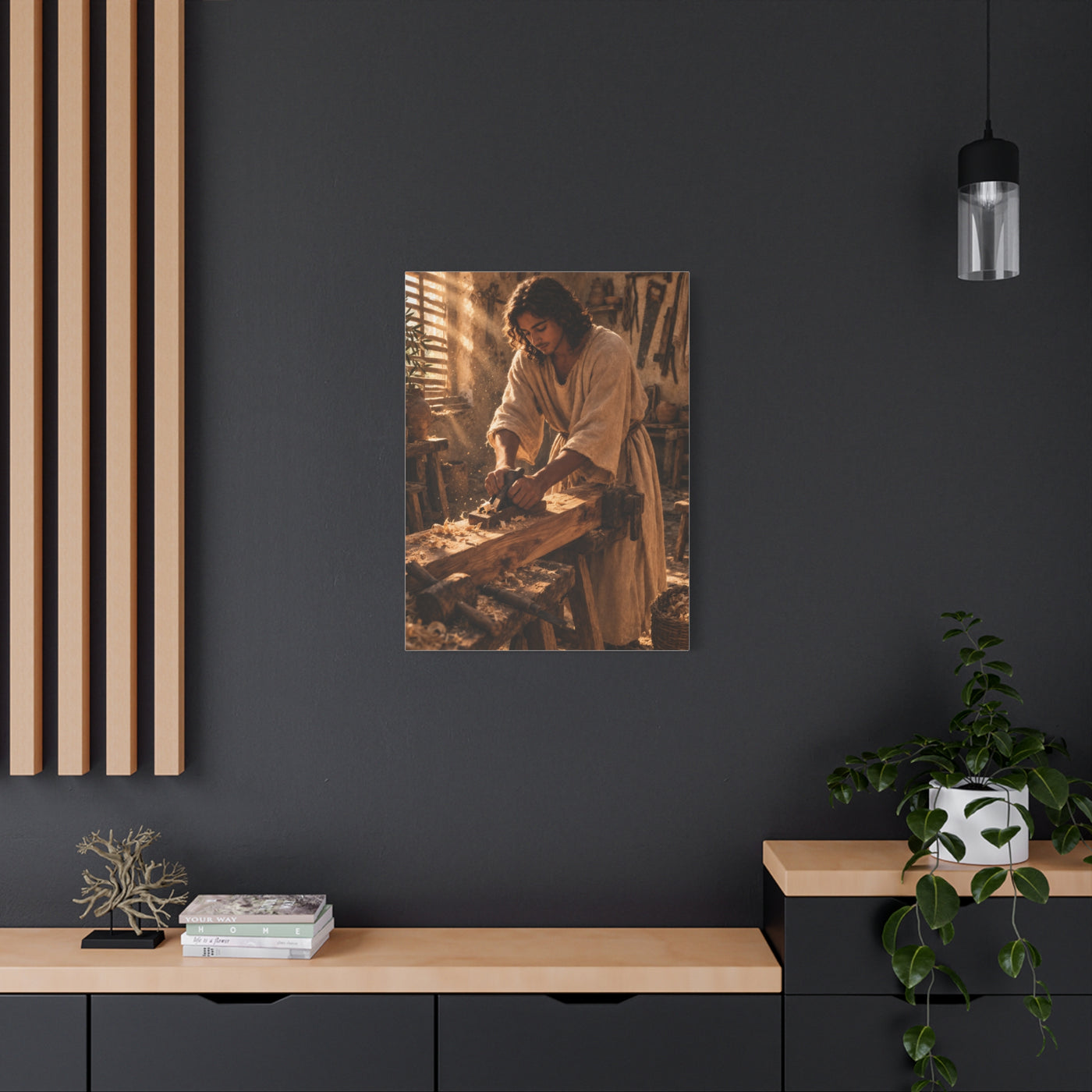 Jesus the Carpenter Workshop Scene Wall Art & Canvas Print