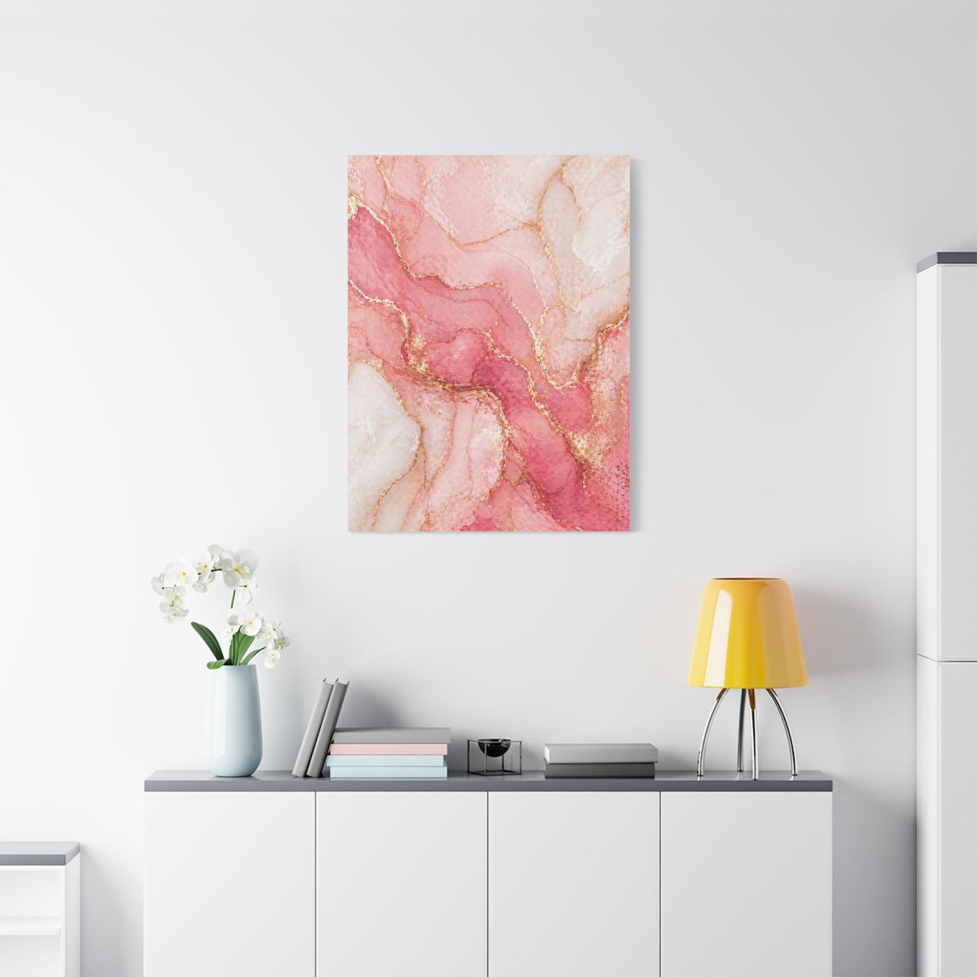 Pink and Gold Marble Flow Wall Art & Canvas Print