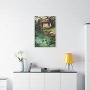Spring Farmhouse Stream Scene Wall Art & Canvas Print
