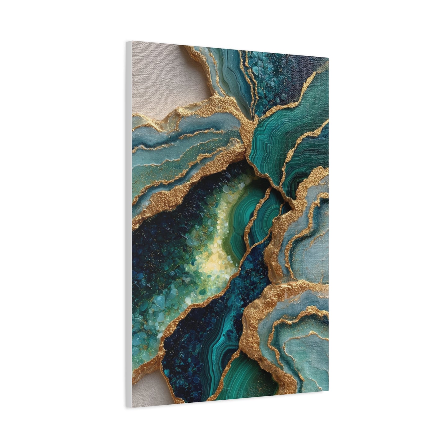 Malachite Emerald & Gold Geode Abstract Wall Art & Canvas Print