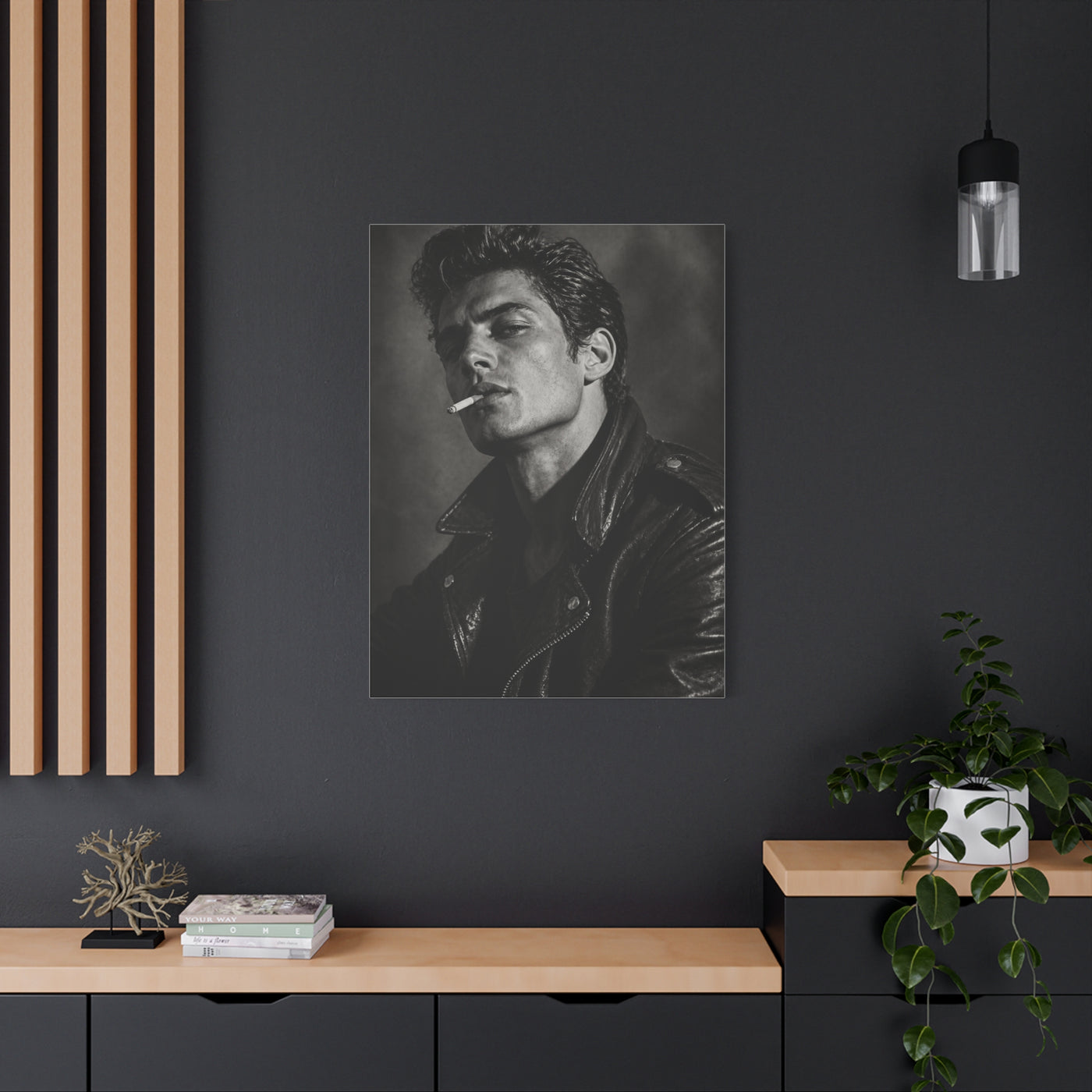 Rebel Leather Jacket Portrait Wall Art & Canvas Print