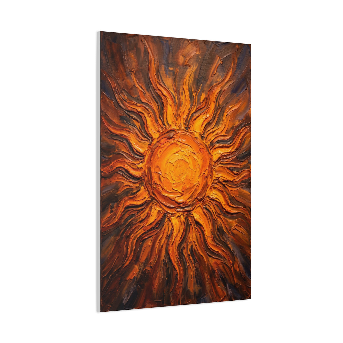 Fiery Impasto Sunburst Painting Wall Art & Canvas Print