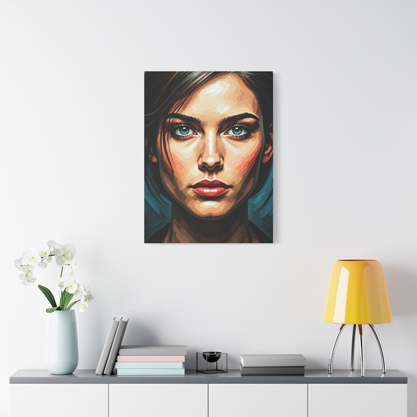 Piercing Azure Gaze Portrait Wall Art & Canvas Print