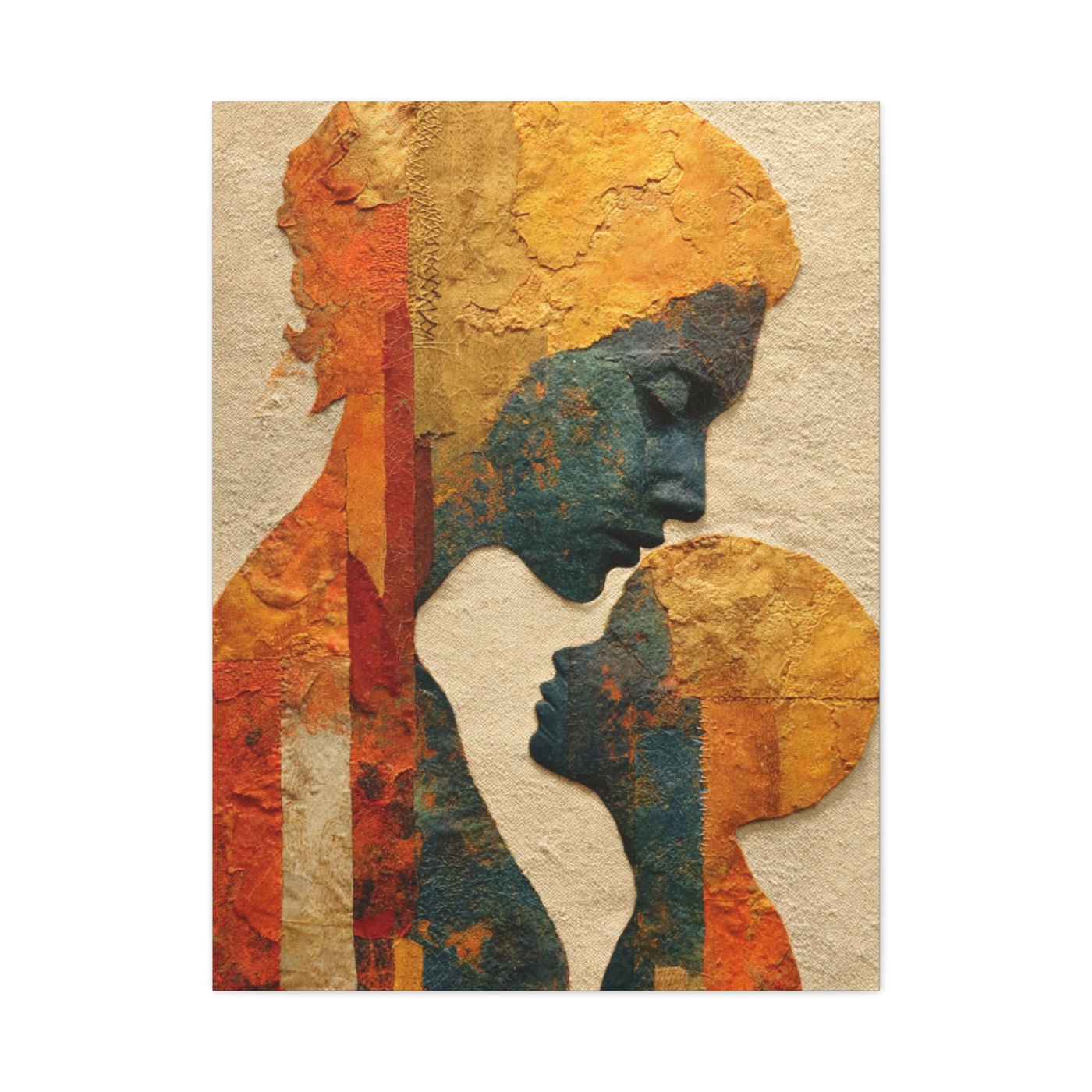 Mother and Child Textured Silhouette Wall Art & Canvas Print