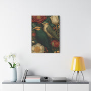 Green Botanical Songbird Pattern Wall Art & Canvas Print
