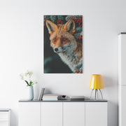 Winter Berry Fox Portrait Wall Art & Canvas Print