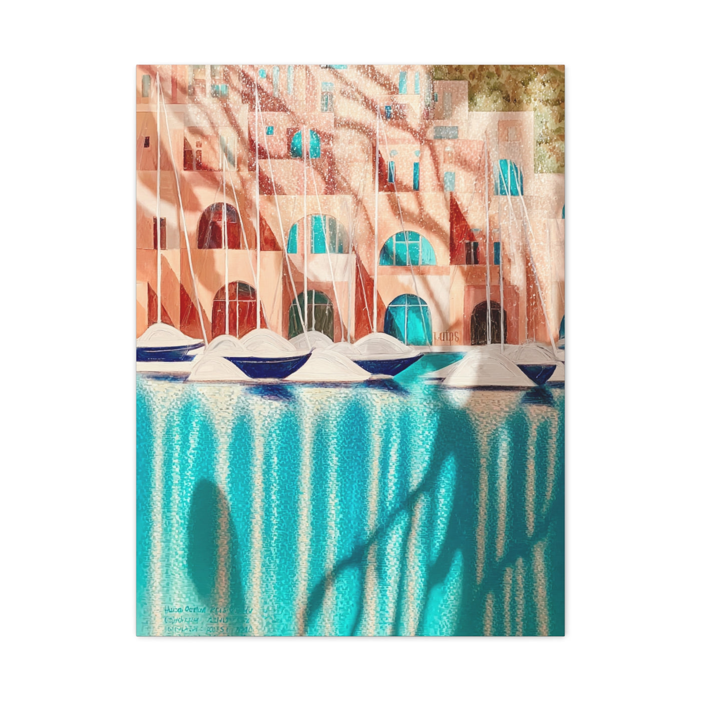 Modern Cubist Harbor Painting Wall Art & Canvas Print