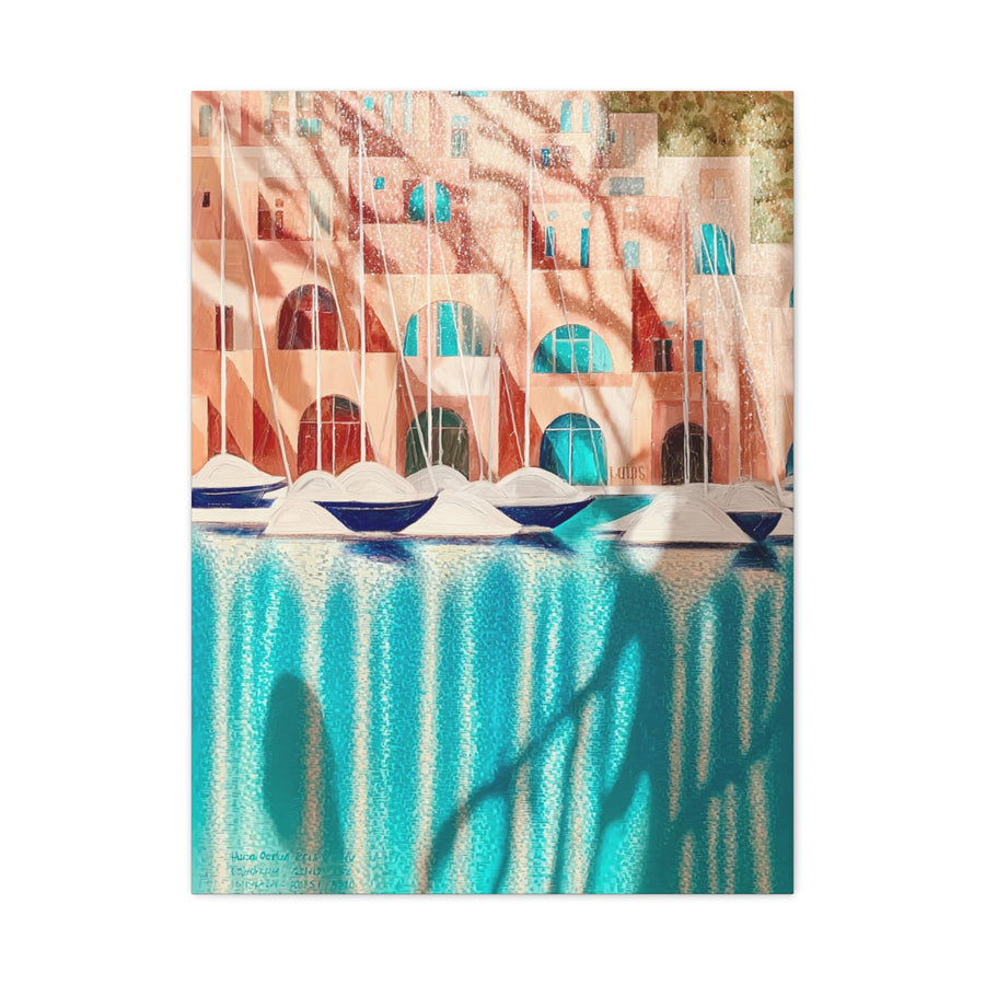 Modern Cubist Harbor Painting Wall Art & Canvas Print