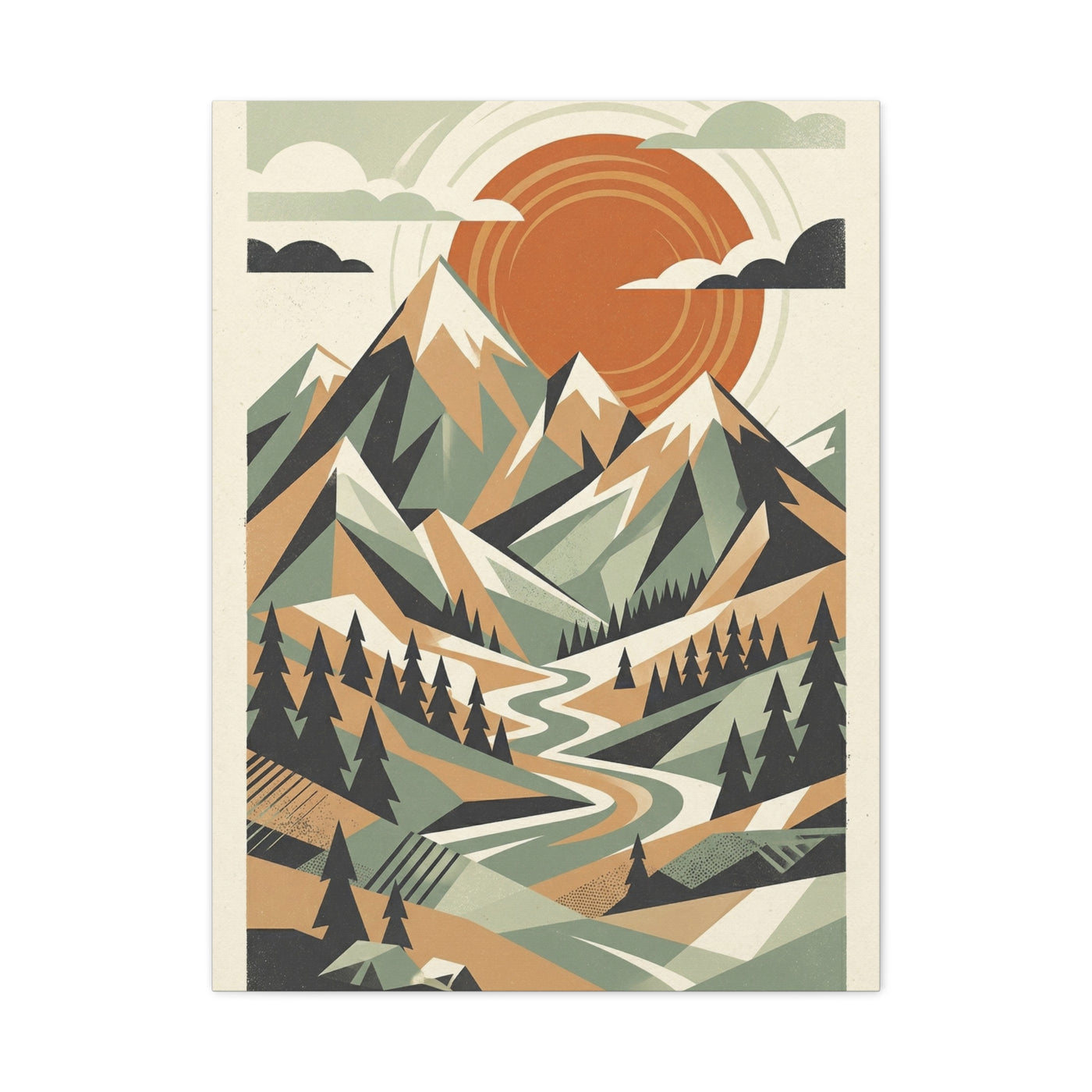 Mid-Century Modern Graphic Mountains Wall Art & Canvas Print