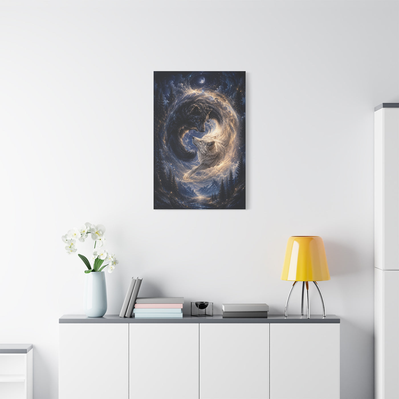 Celestial Wolf Pair Energy Vortex Wall Art & Canvas Print