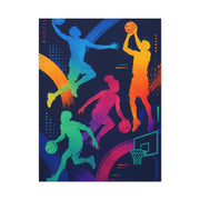 Rainbow Basketball Silhouette Sports Wall Art & Canvas Print
