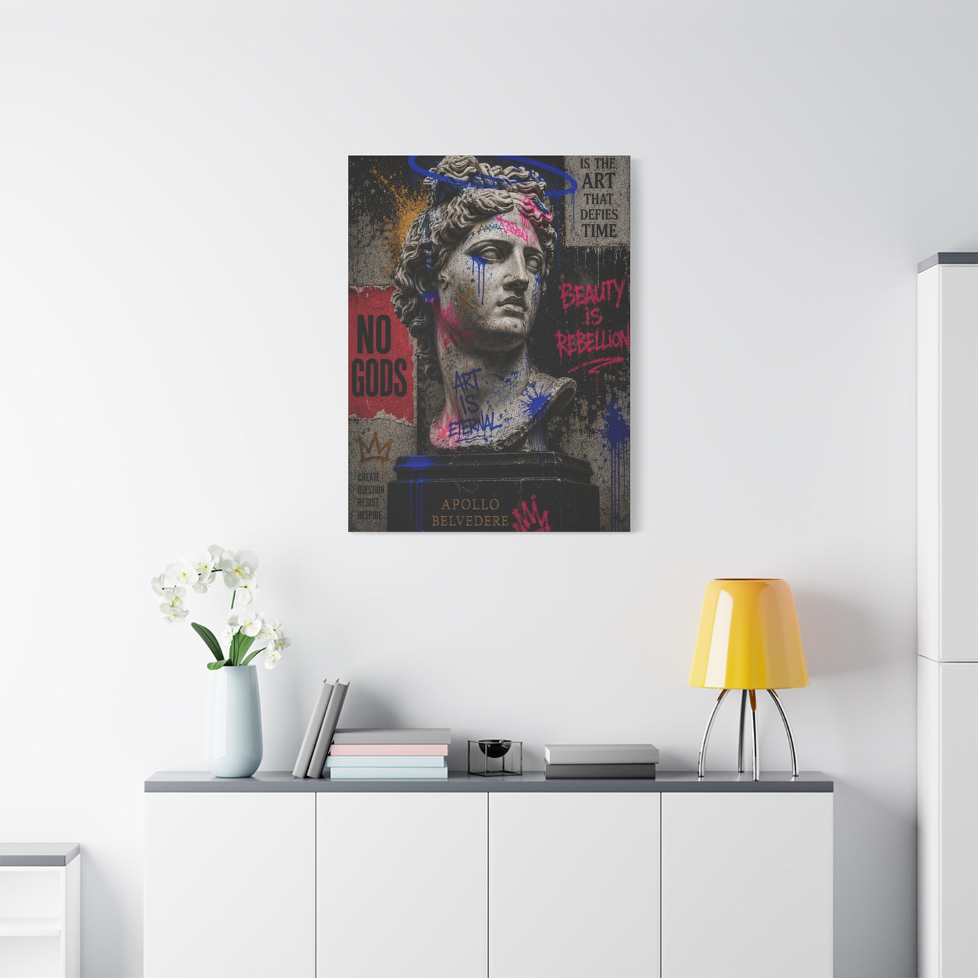 Graffiti Apollo Bust Rebellion Street Wall Art & Canvas Print