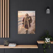 Coastal Santa at Sunrise Wall Art & Canvas Print