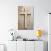 Minimal Ivory Christian Cross Wall Art & Canvas Print