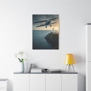 Coastal Biplane Over Lighthouse Horizon Wall Art & Canvas Prints