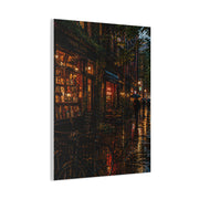 Greenwich Village Rainy Bookstore Scene Wall Art & Canvas Print