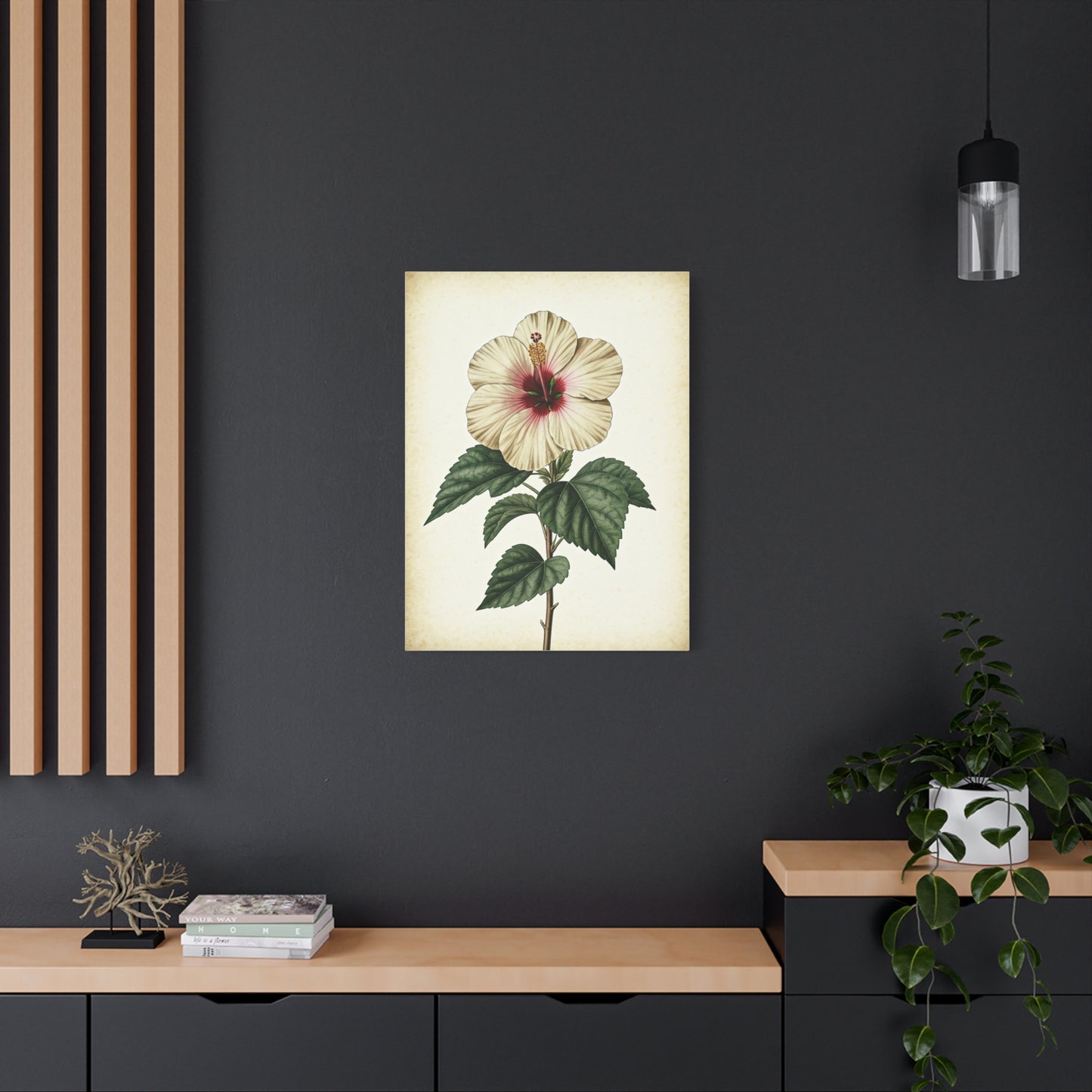 White Hibiscus Illustration Wall Art & Canvas Prints