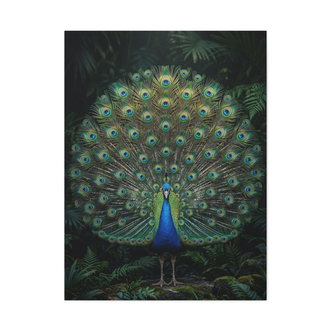 Jungle Royal Peacock Halo Wall Art & Canvas Print