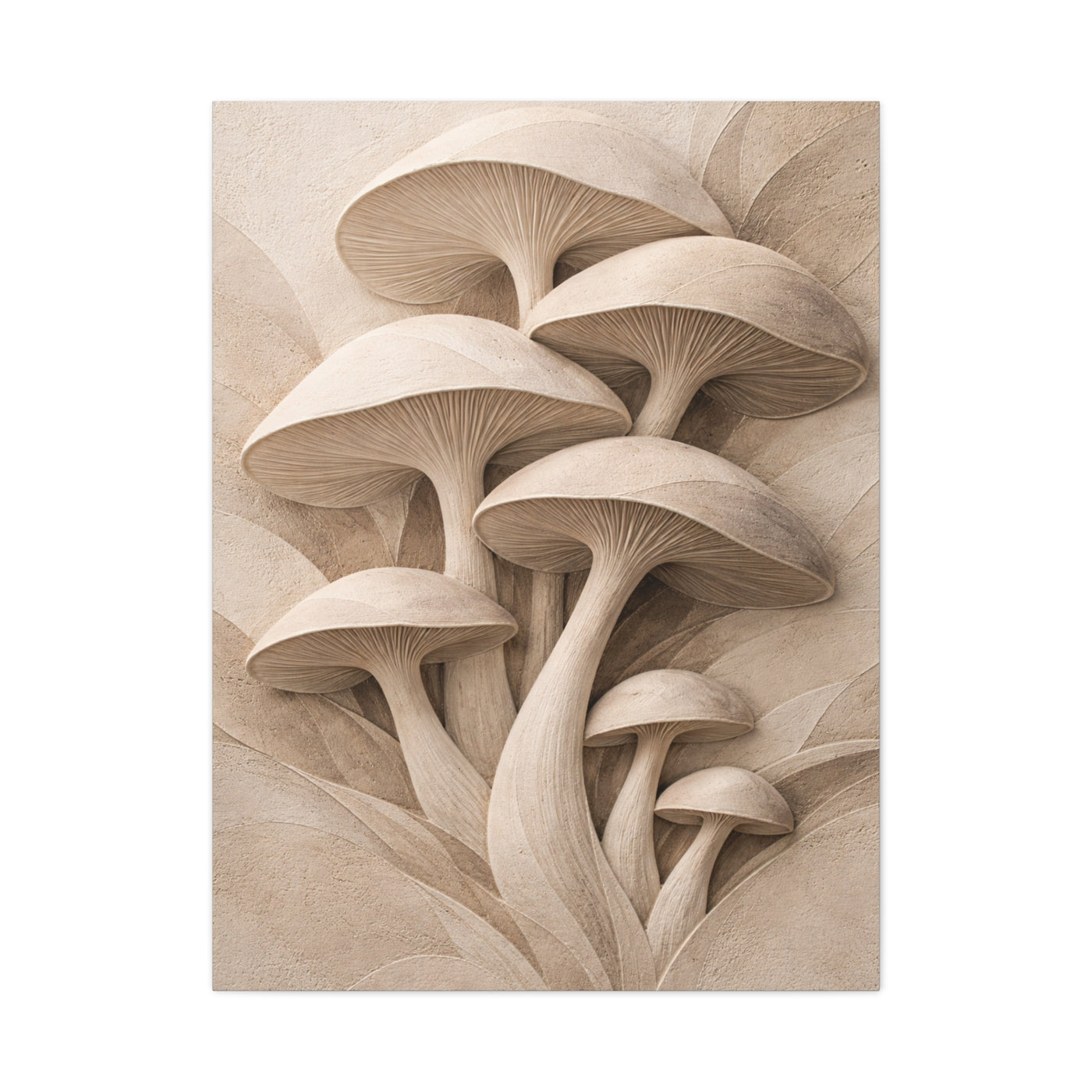 Minimalist Plaster Mushroom Relief Wall Art & Canvas Print