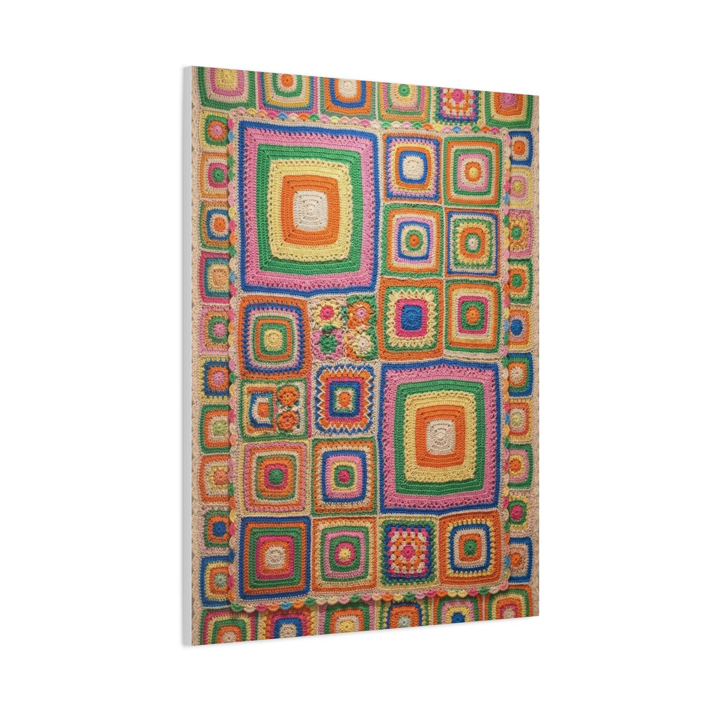 Joyful Granny-Square Patchwork Wall Art & Canvas Print