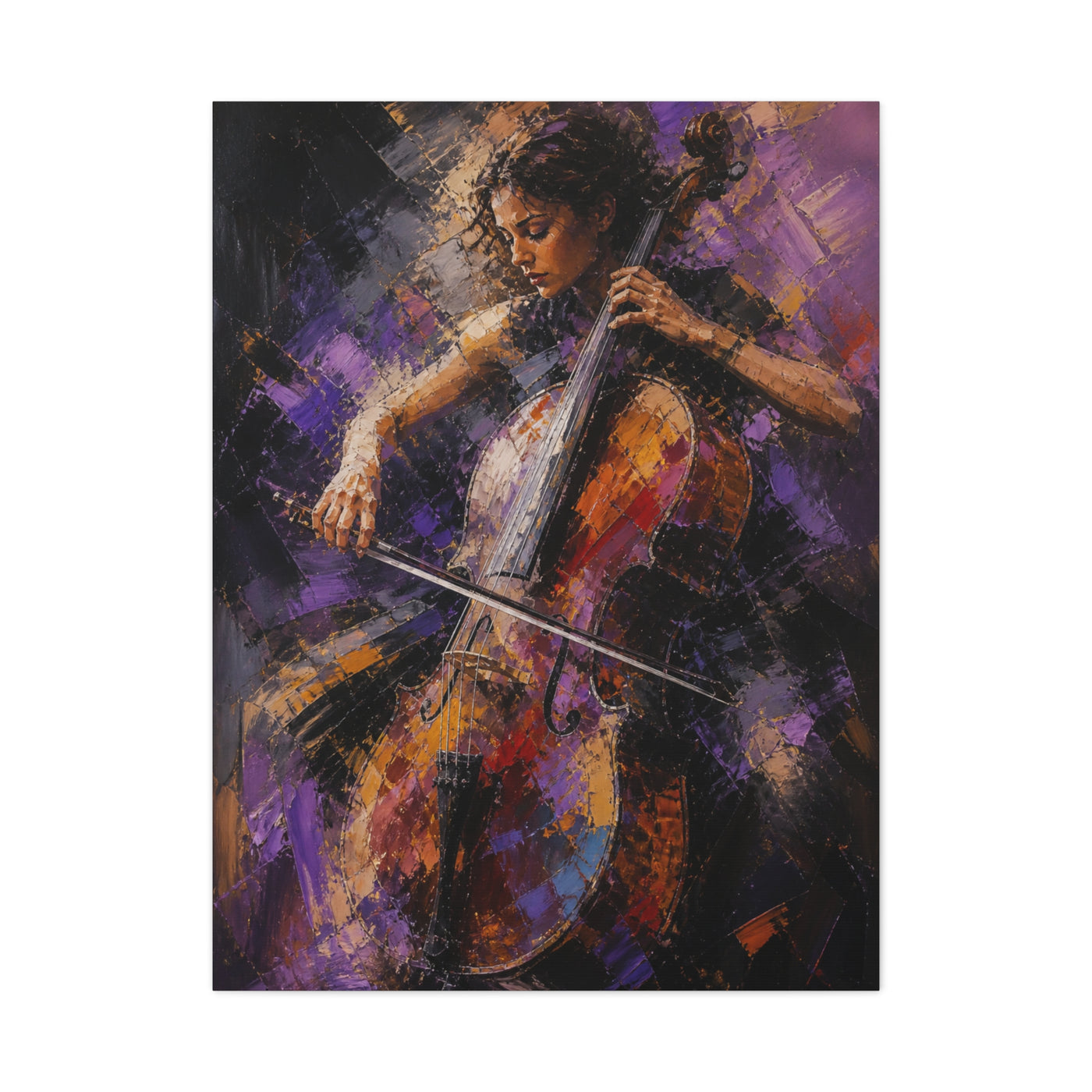 Abstract Cellist Motion Painting Wall Art & Canvas Print