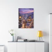 Snowy Village Santa Lantern Walk Wall Art & Canvas Print