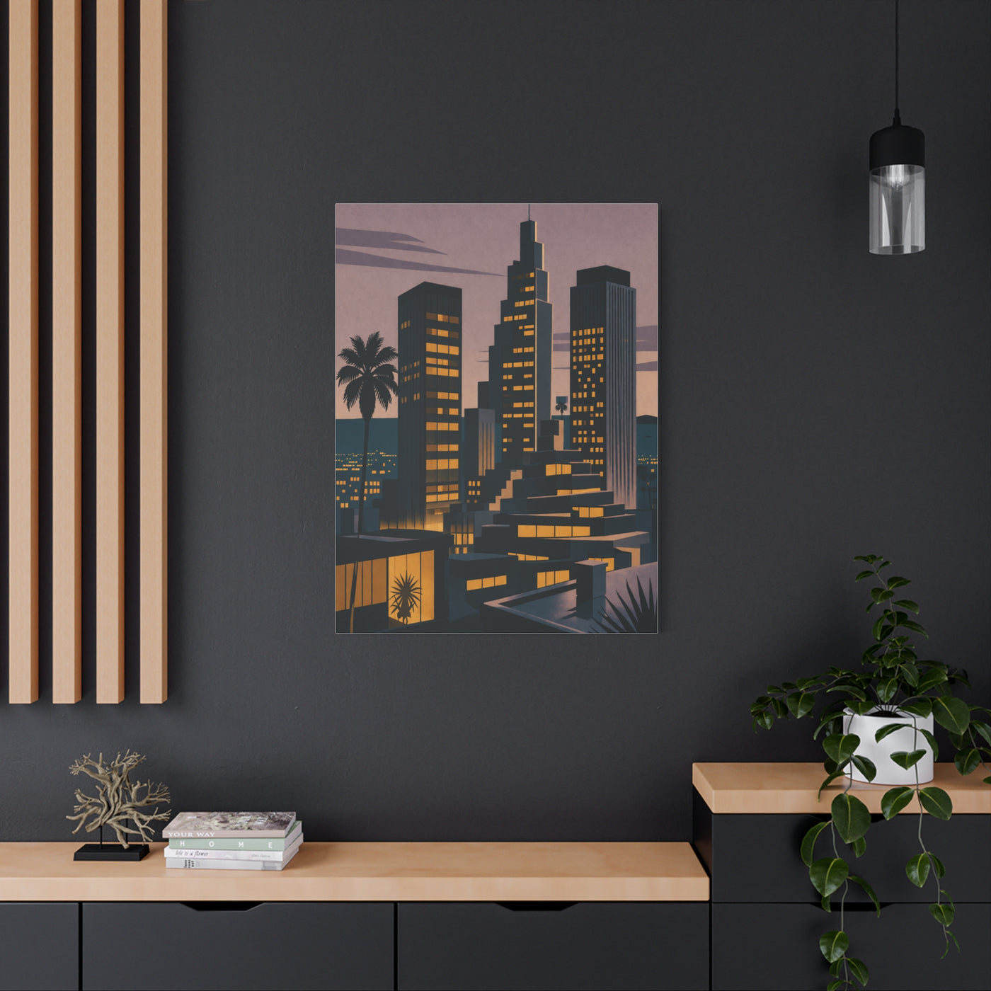 Retro Modern Skyline Dusk Wall Art & Canvas Print