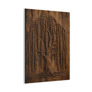 Carved Willow Tree Wooden Relief Trees Wall Art & Canvas Print