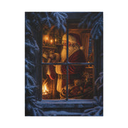 Snowy Cottage Window Santa Scene Wall Art & Canvas Print
